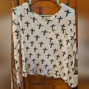 -5/$30-Forever 21 Cross Contrast Long Sleeve Tee